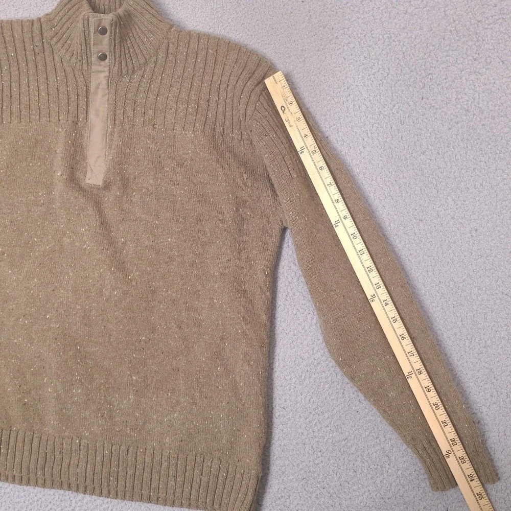 Columbia Sweater Mens XL Brown Speckled Pullover 1/4 Zip XCO Cotton‎ Wool Blend